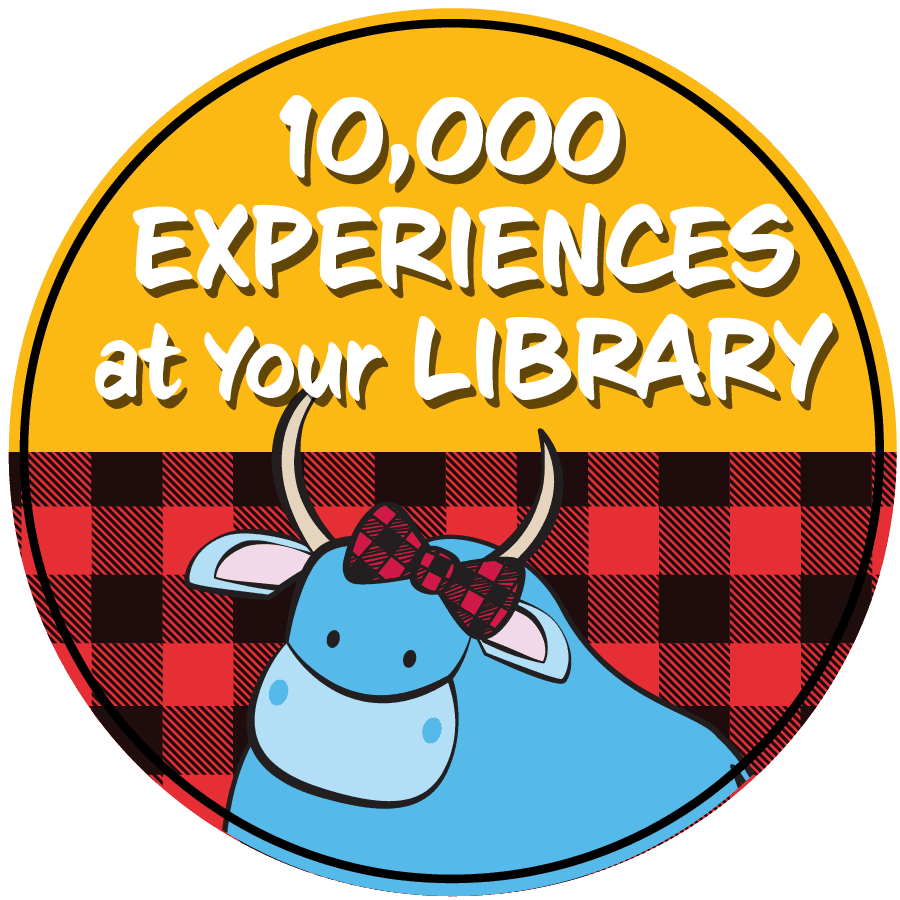 circle with text 10,000 Experiences at Your Library