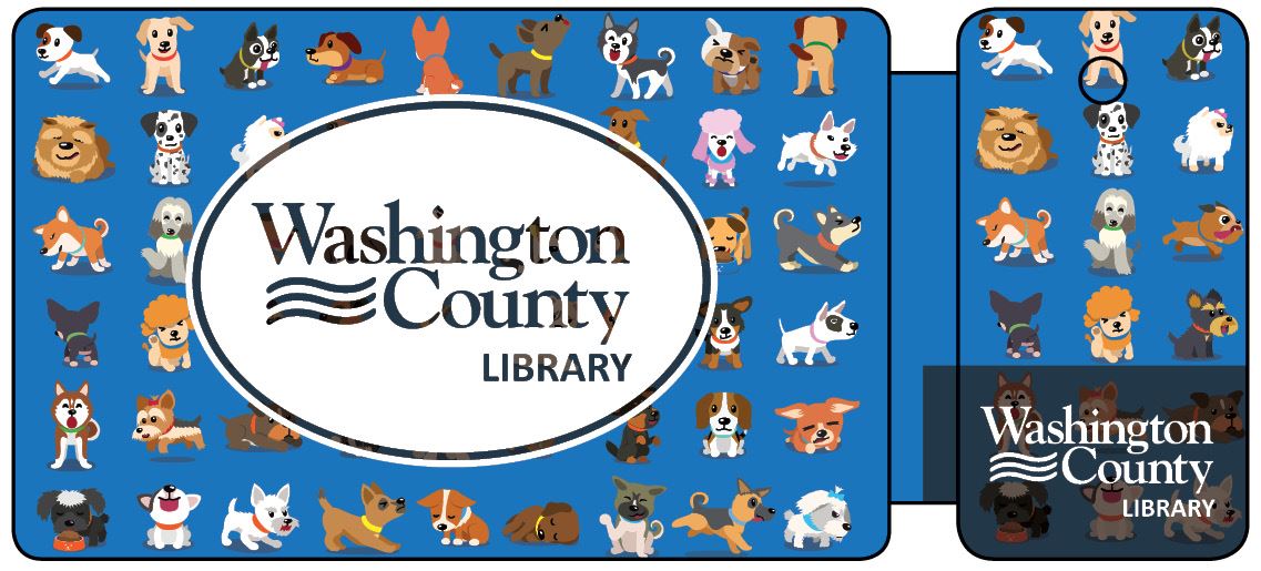 Library card with a variety of dogs.