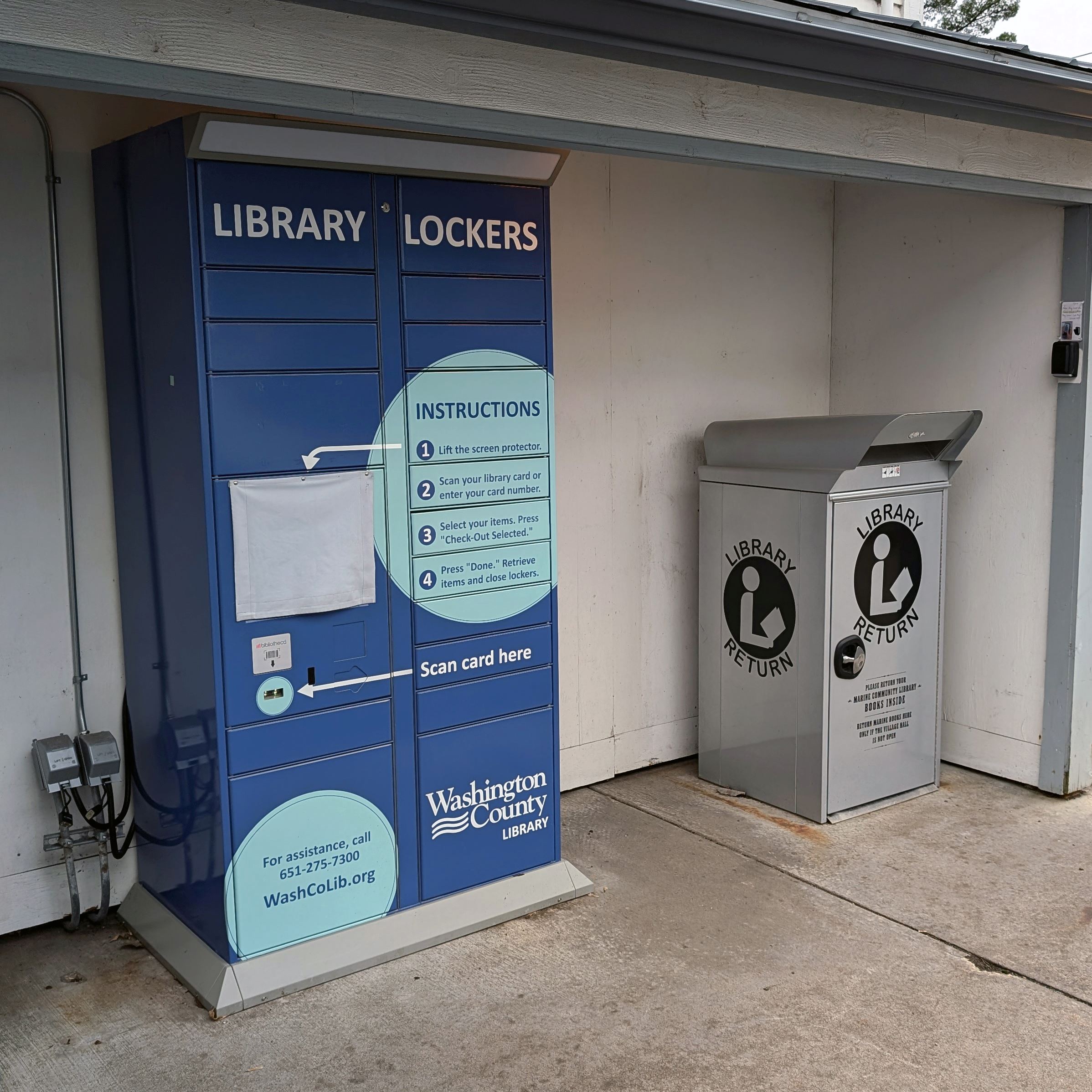 Library lockers at Marine Community Library