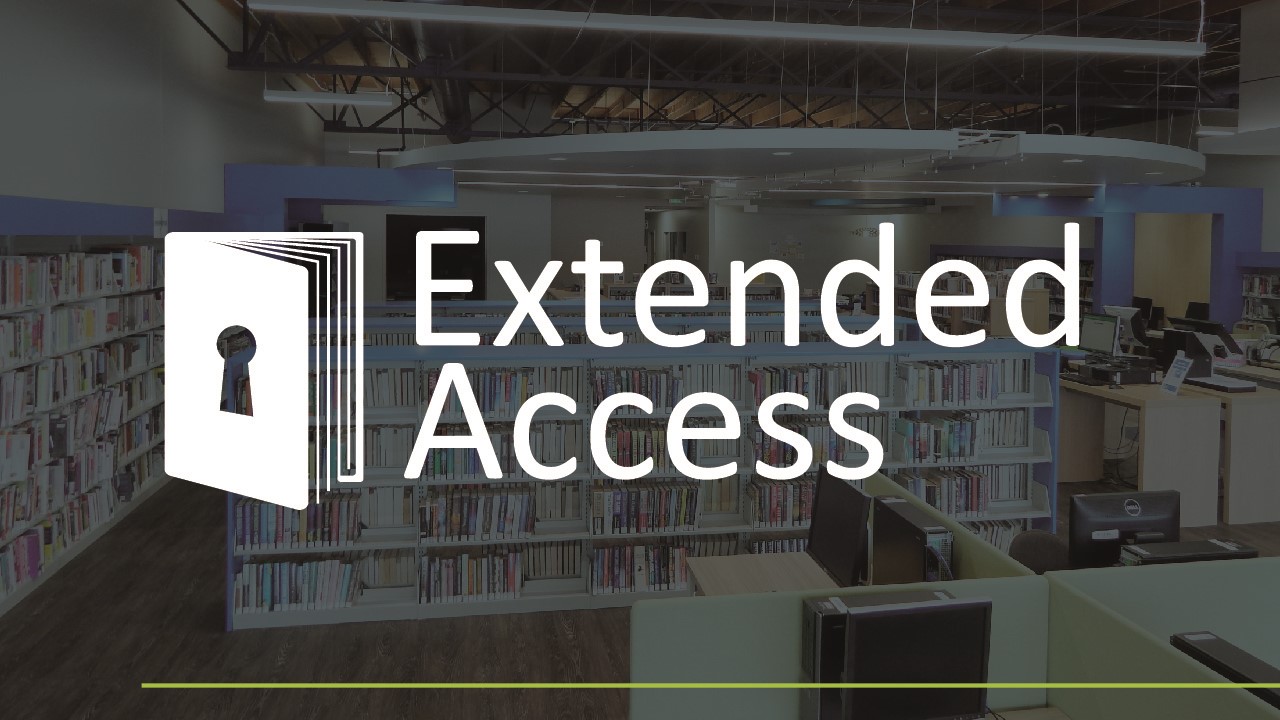 Photo of Valley Library with Extended Access text on top