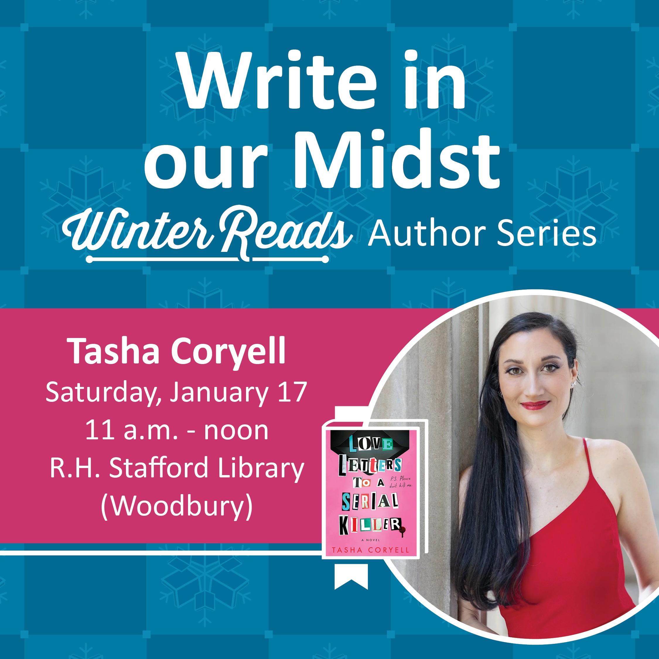 Promotional image featuring author Tasha Coryell and book for Winter Reads