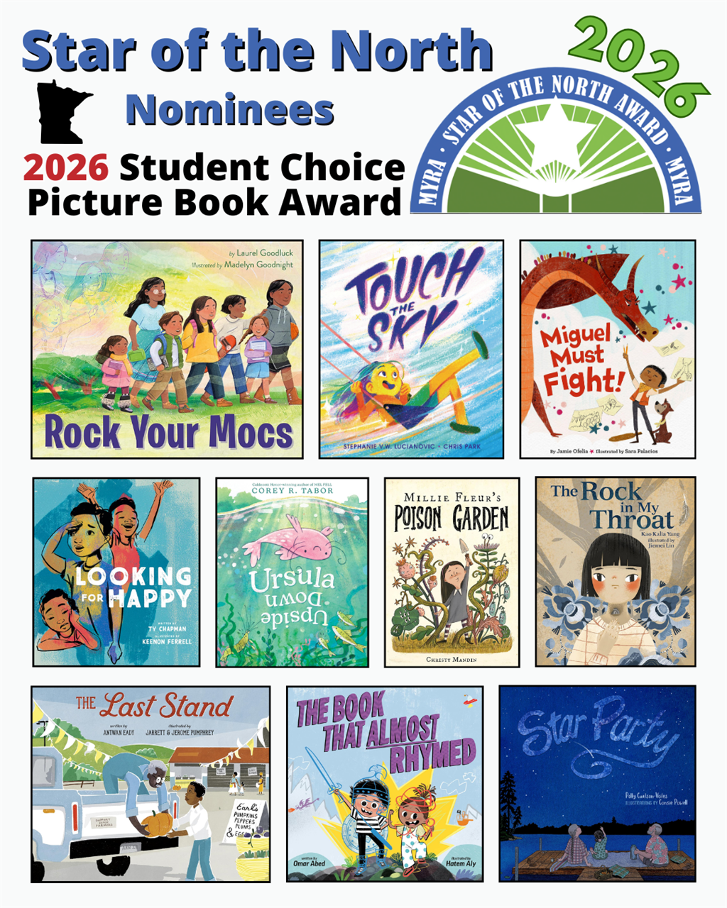 2026 Star of the North nominees book covers